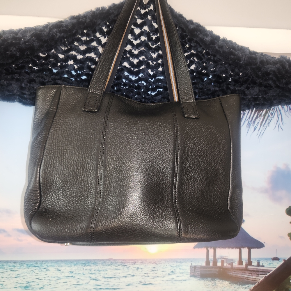 Talbots Classic Black Leather Tote